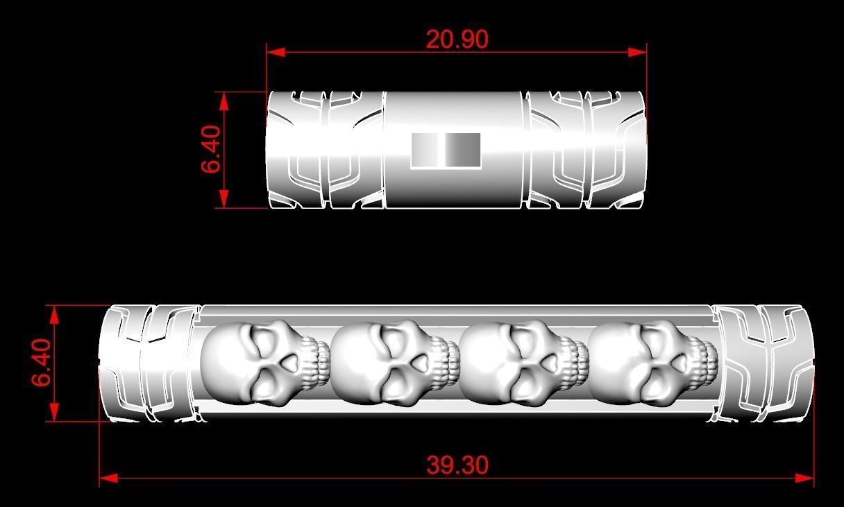 Bracelet with skulls under the skin with a lock 157 3D print model_12