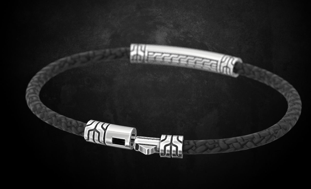 Bracelet with skulls under the skin with a lock 157 3D print model_7