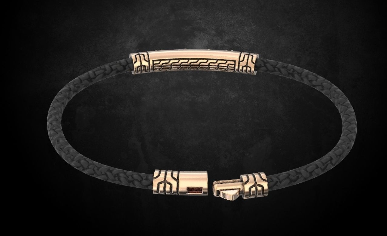 Bracelet with skulls under the skin with a lock 157 3D print model_5