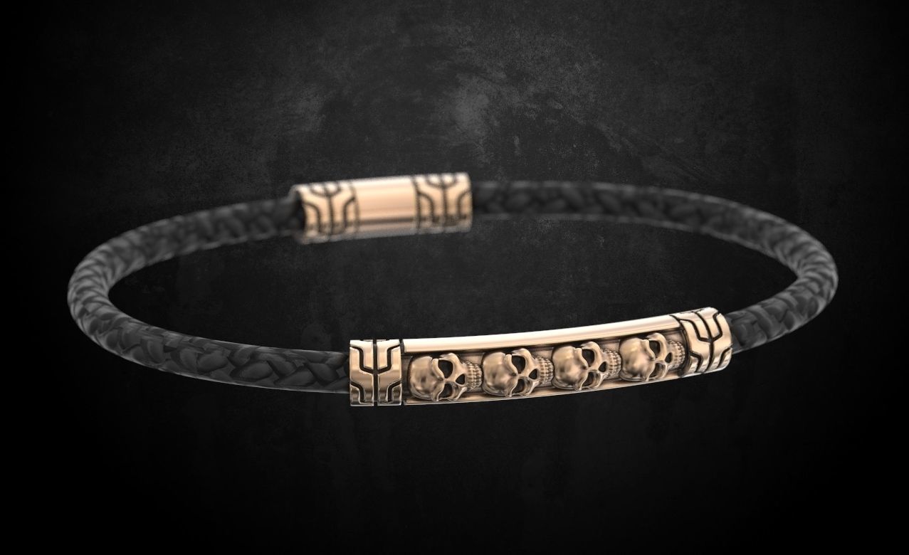 Bracelet with skulls under the skin with a lock 157 3D print model_1
