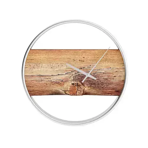 Wall Clock with Rough Wood