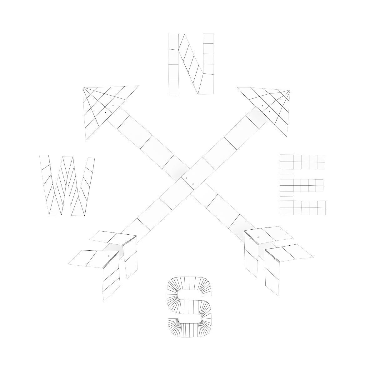 Compass Rose Wall Decoration 3D model_3