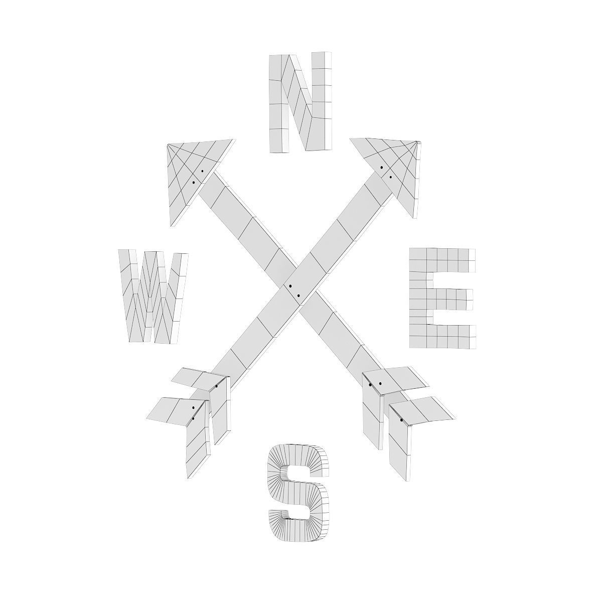 Compass Rose Wall Decoration 3D model_5