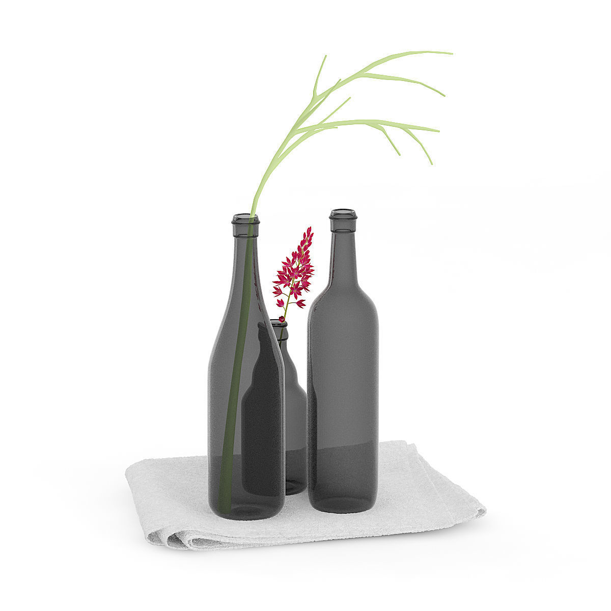 Towels and Black Bottles 3D model_2
