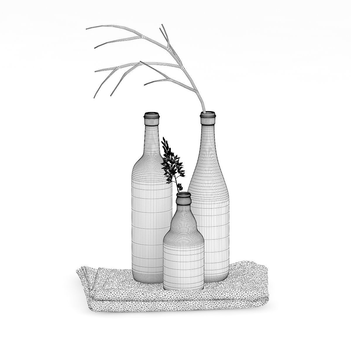 Towels and Black Bottles 3D model_3