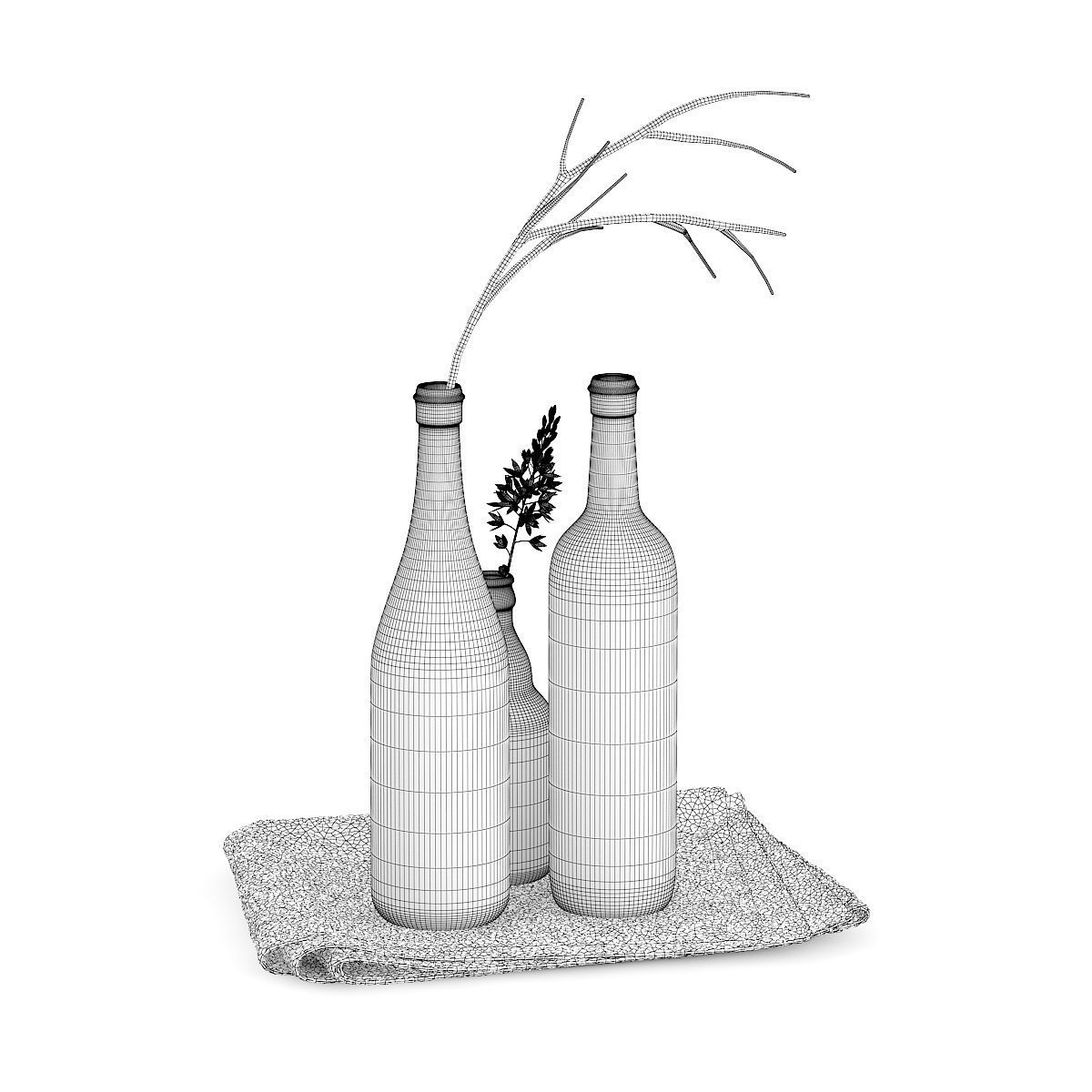 Towels and Black Bottles 3D model_5