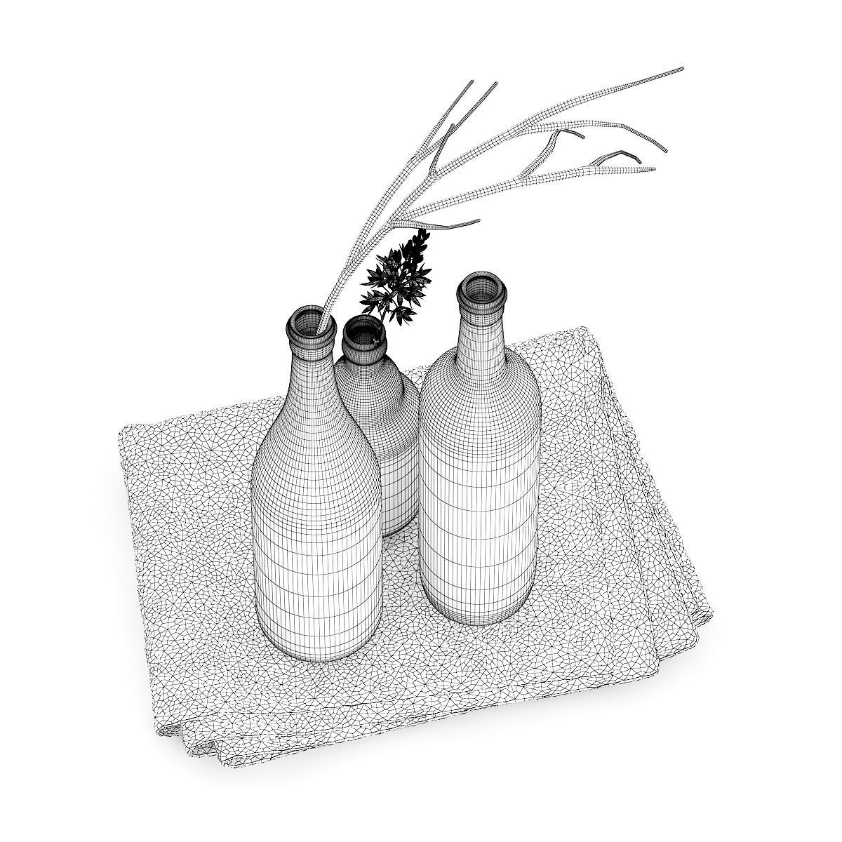 Towels and Black Bottles 3D model_4