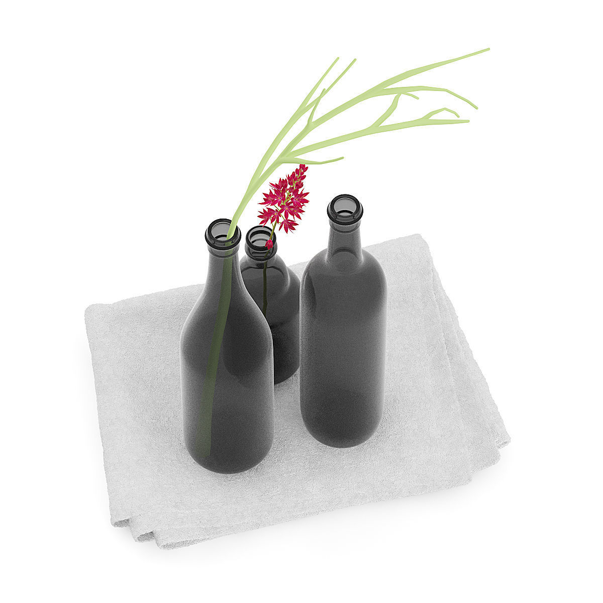 Towels and Black Bottles 3D model_1