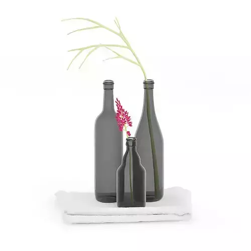 Towels and Black Bottles