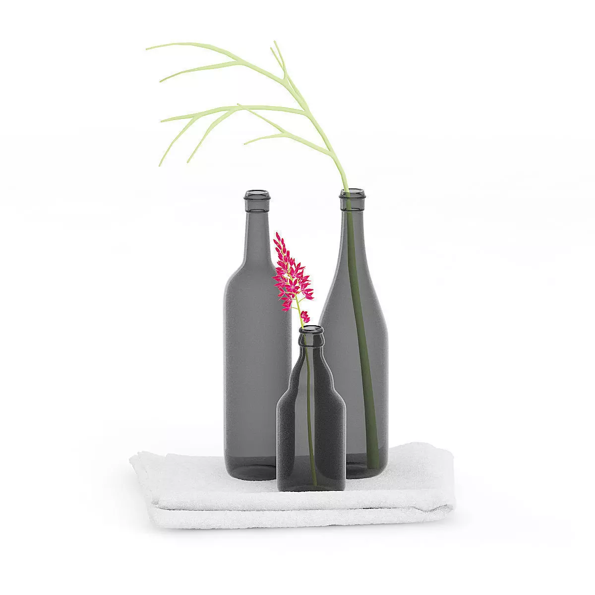 Towels and Black Bottles 3D model_0