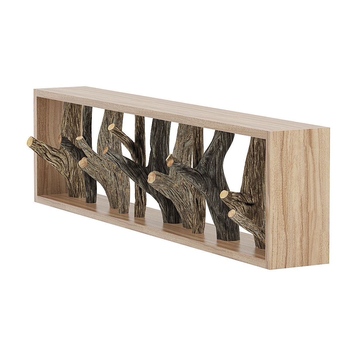 Wall Shelf with Tree Branches 3D model_2