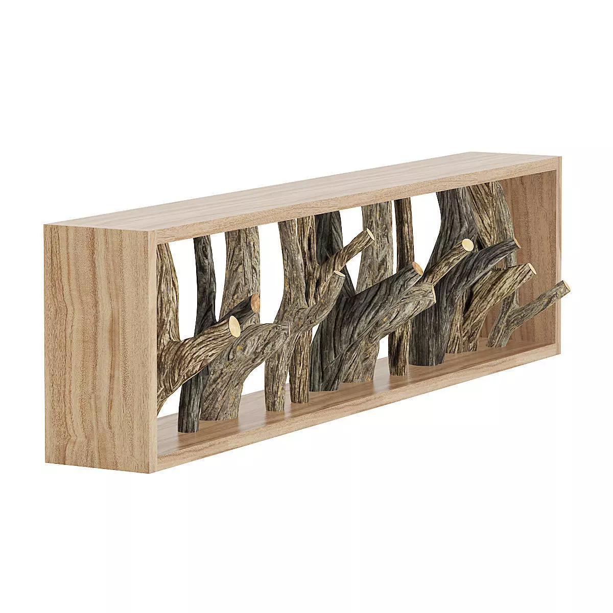 Wall Shelf with Tree Branches 3D model_0