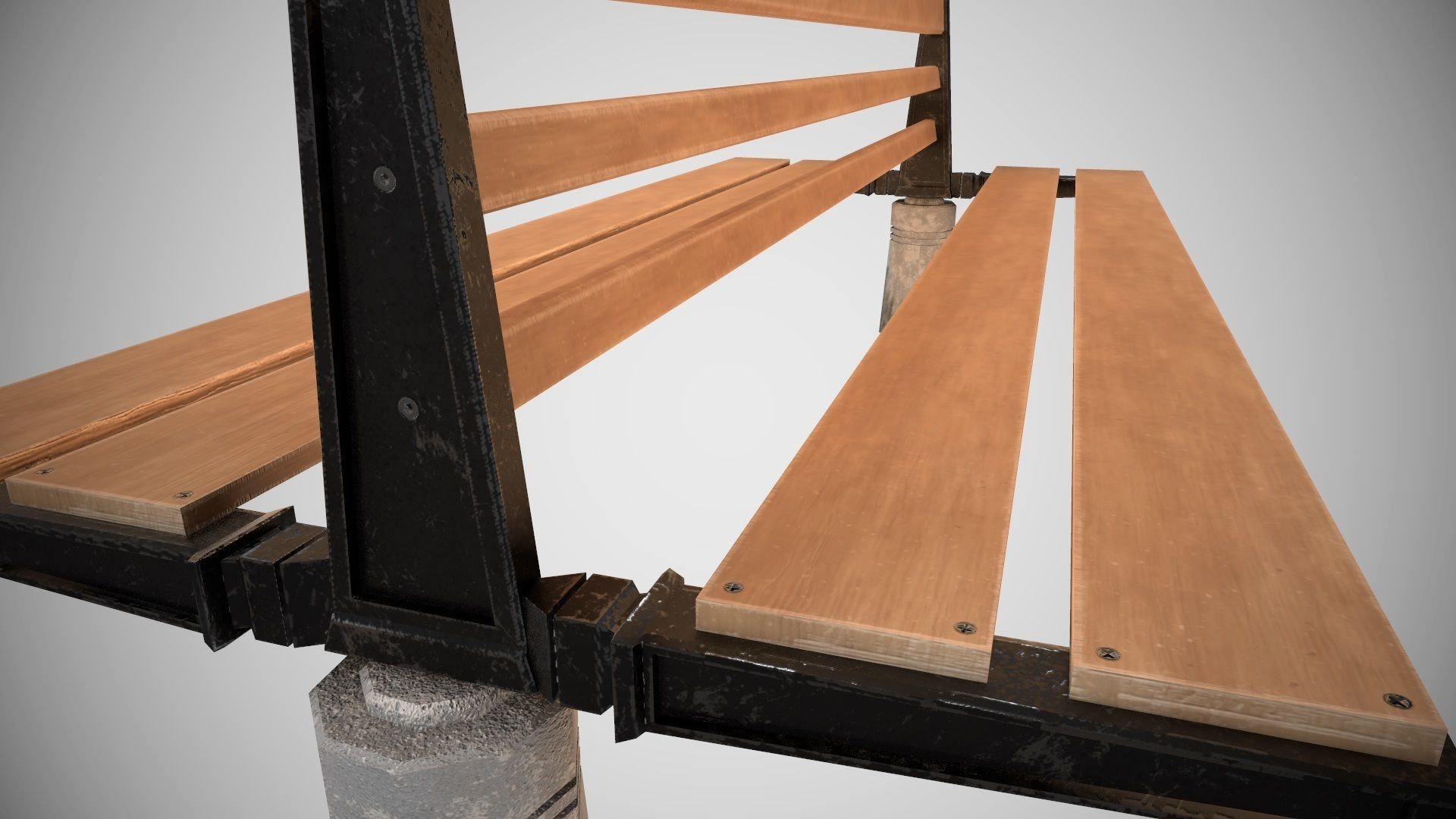 Low Poly Urbain Bench PBR Low-poly 3D model_5