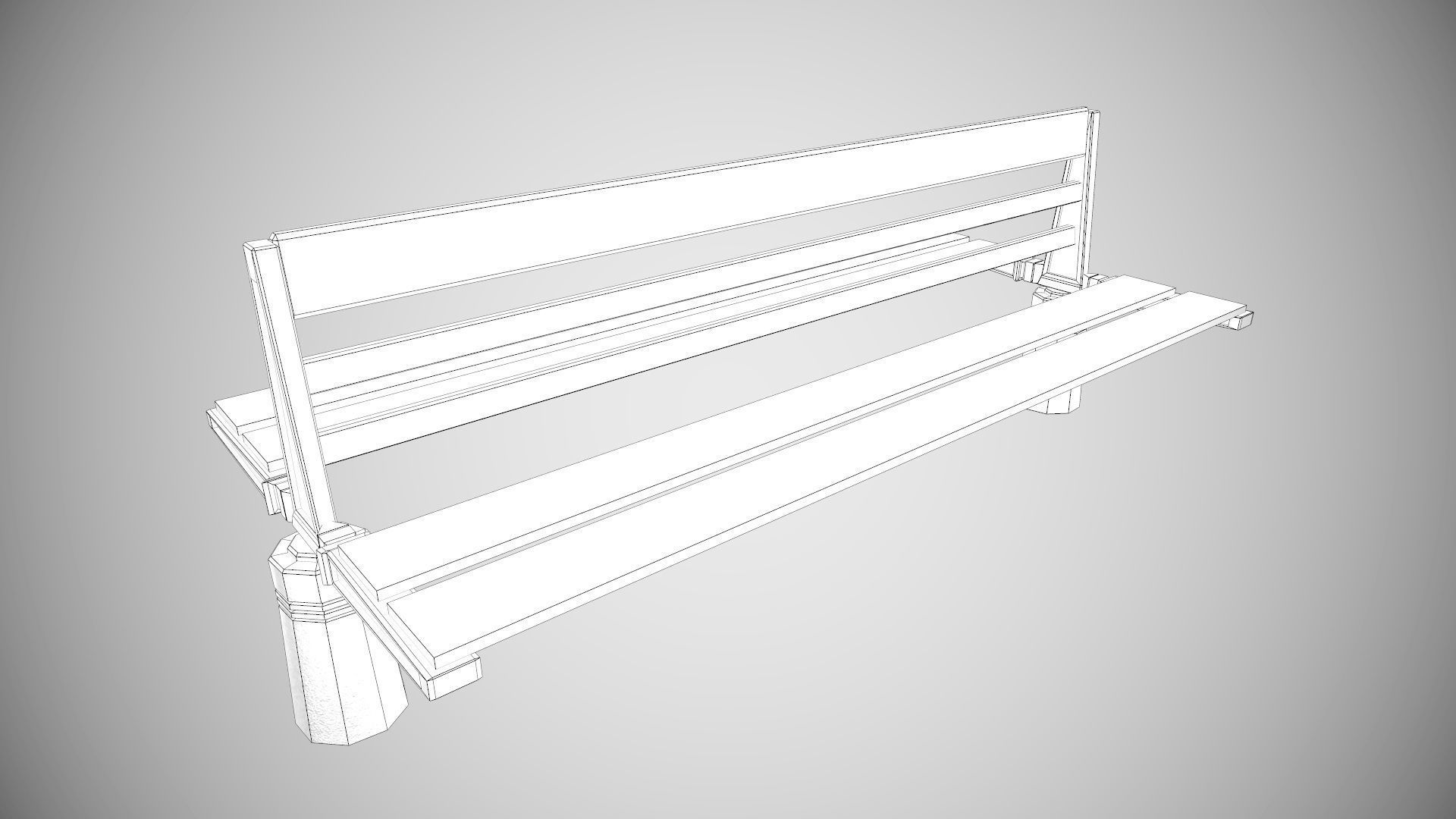 Low Poly Urbain Bench PBR Low-poly 3D model_1
