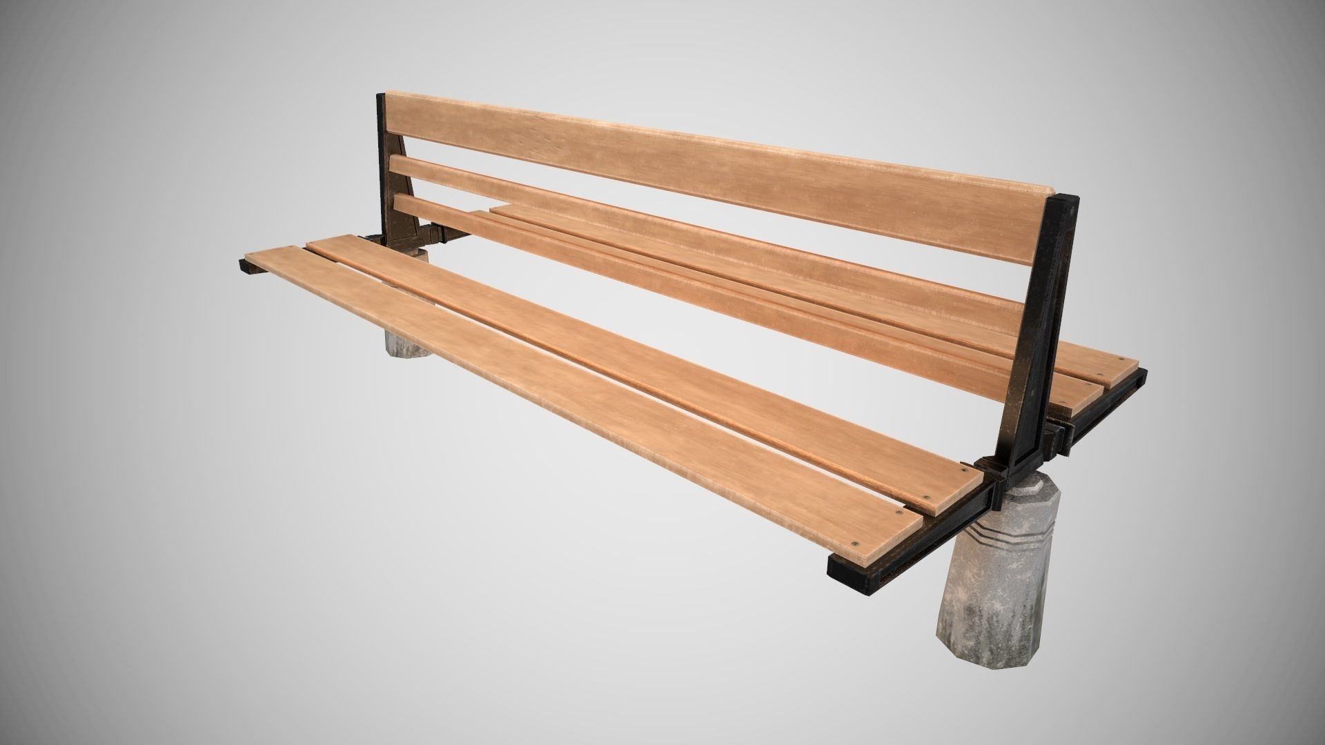 Low Poly Urbain Bench PBR Low-poly 3D model_2