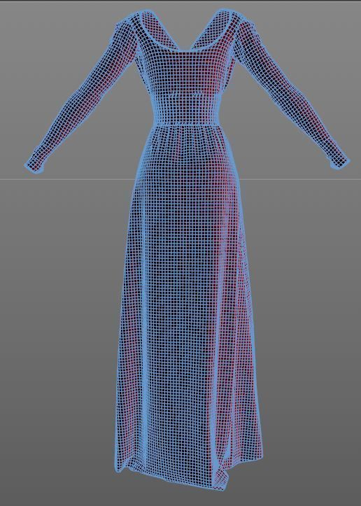 Stylish Designer Women Long Evening Gown 3D model  3D model_10