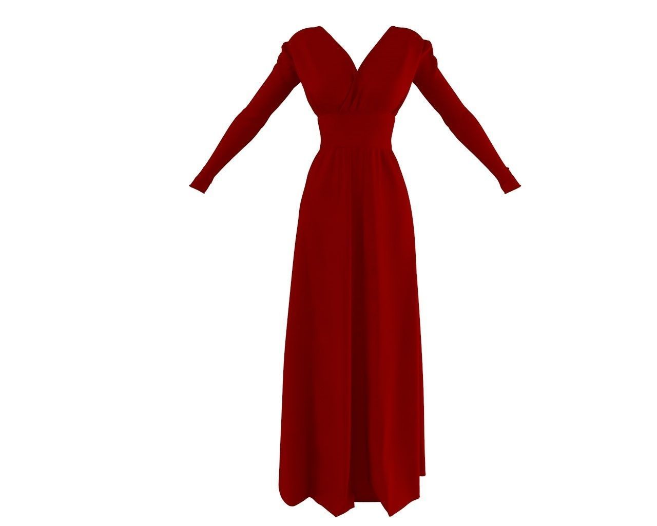 Stylish Designer Women Long Evening Gown 3D model  3D model_3