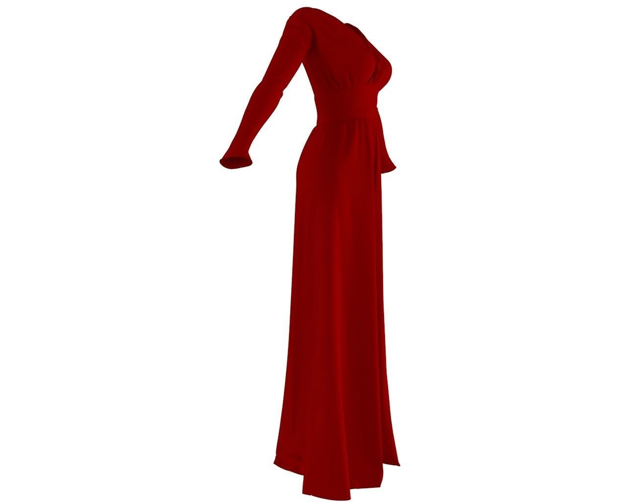 Stylish Designer Women Long Evening Gown 3D model  3D model_5