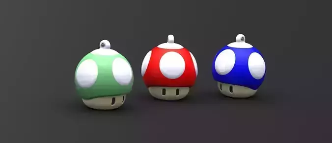 Mushroom 1up keychain 3D print model