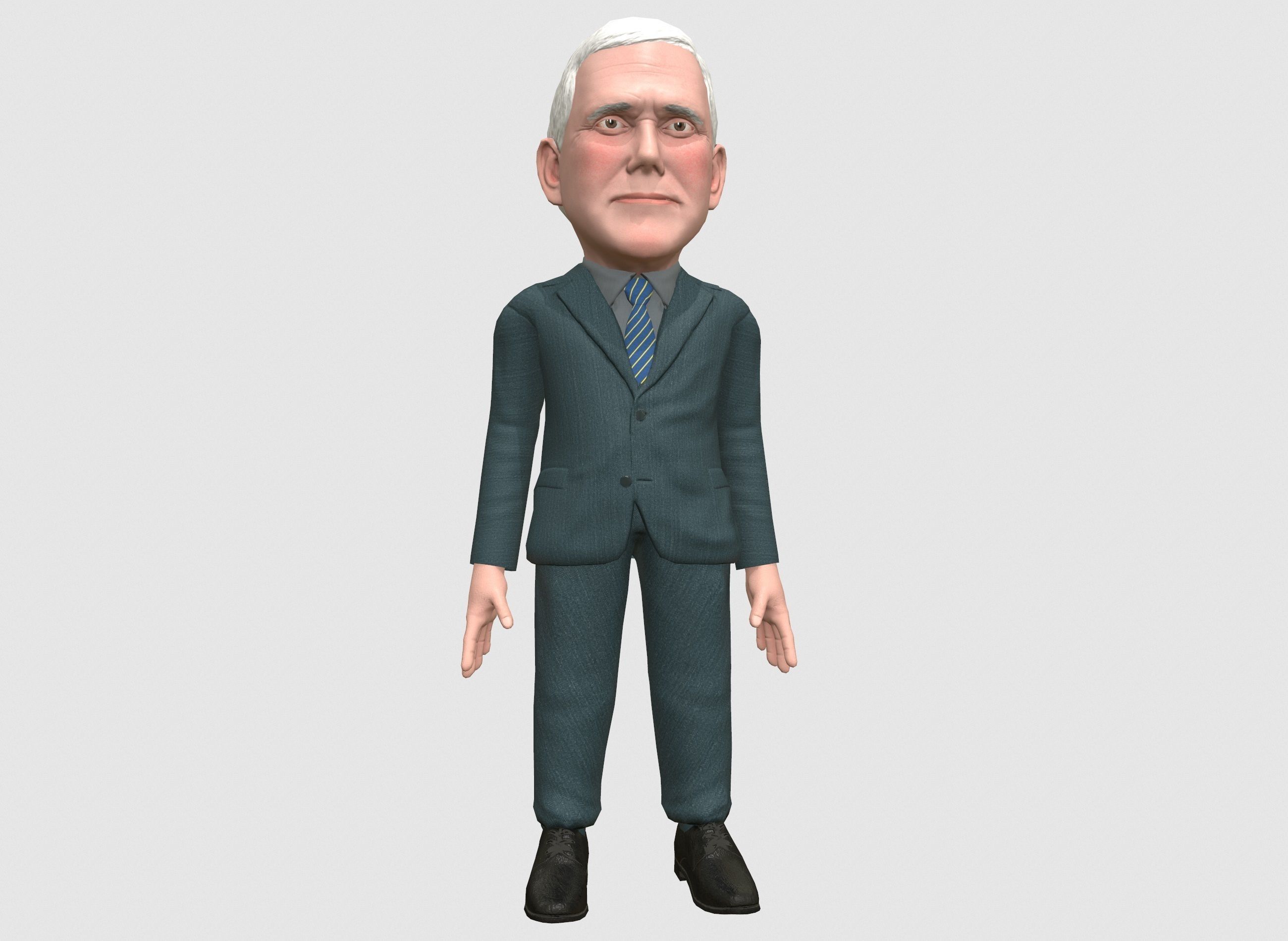 Mike Pence 3D caricature  Low-poly 3D model_4