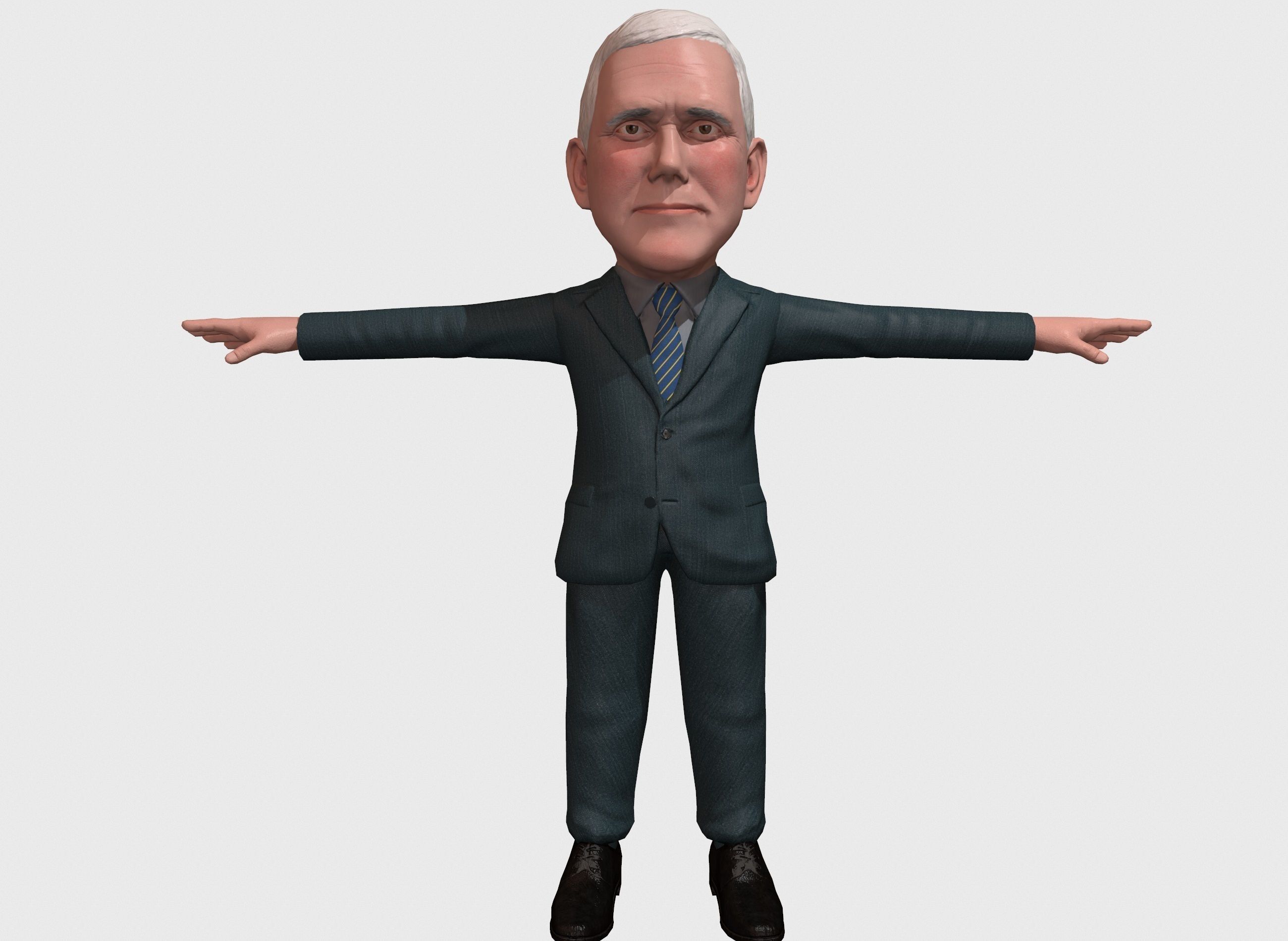 Mike Pence 3D caricature  Low-poly 3D model_11