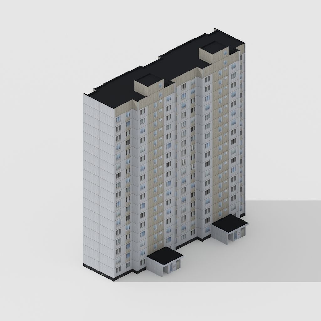 multi storey house 0057Y Low-poly 3D model_1