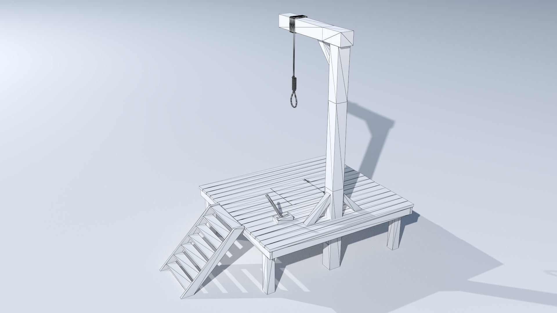 Small gallows PBR Low-poly 3D model_7