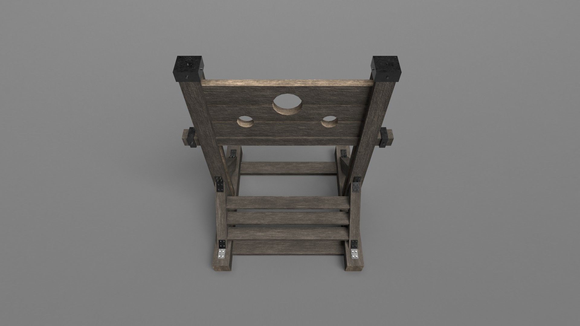 Pillory PBR wooden sword stand Low-poly 3D model_6