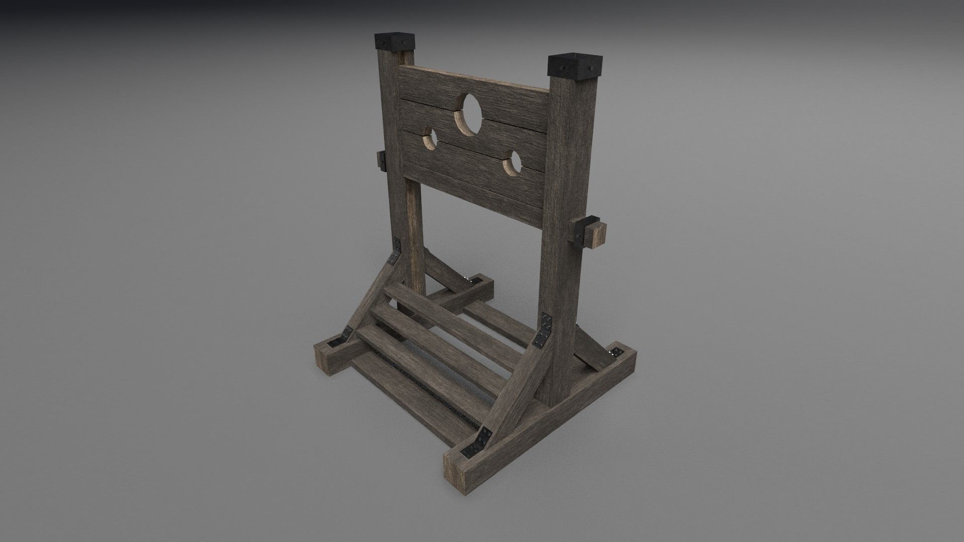Pillory PBR wooden sword stand Low-poly 3D model_2