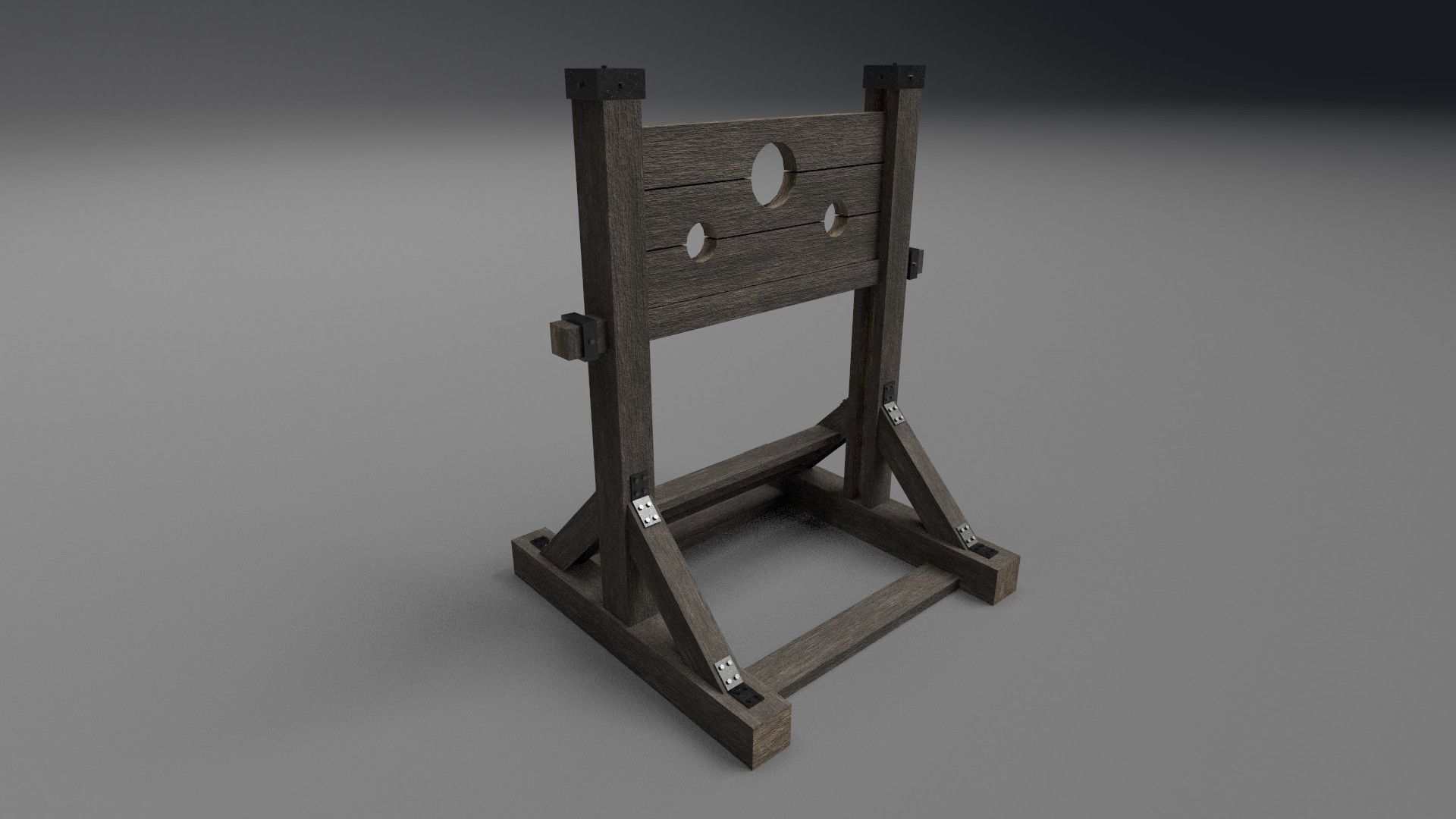 Pillory PBR wooden sword stand Low-poly 3D model_3