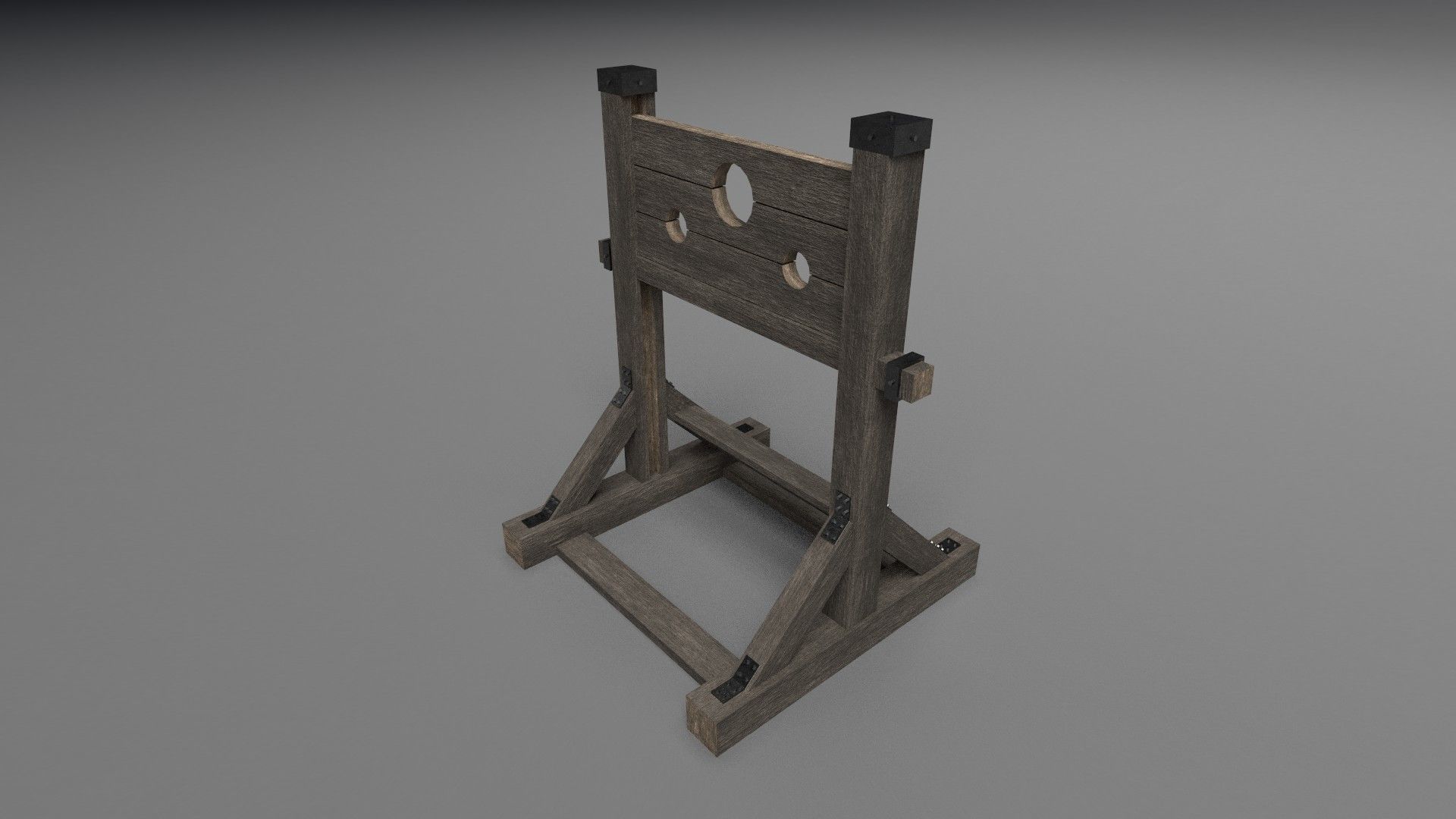 Pillory PBR wooden sword stand Low-poly 3D model_4