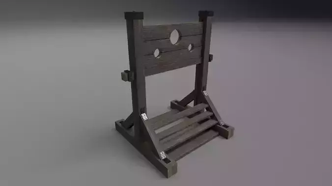 Pillory PBR wooden sword stand Low-poly 3D model