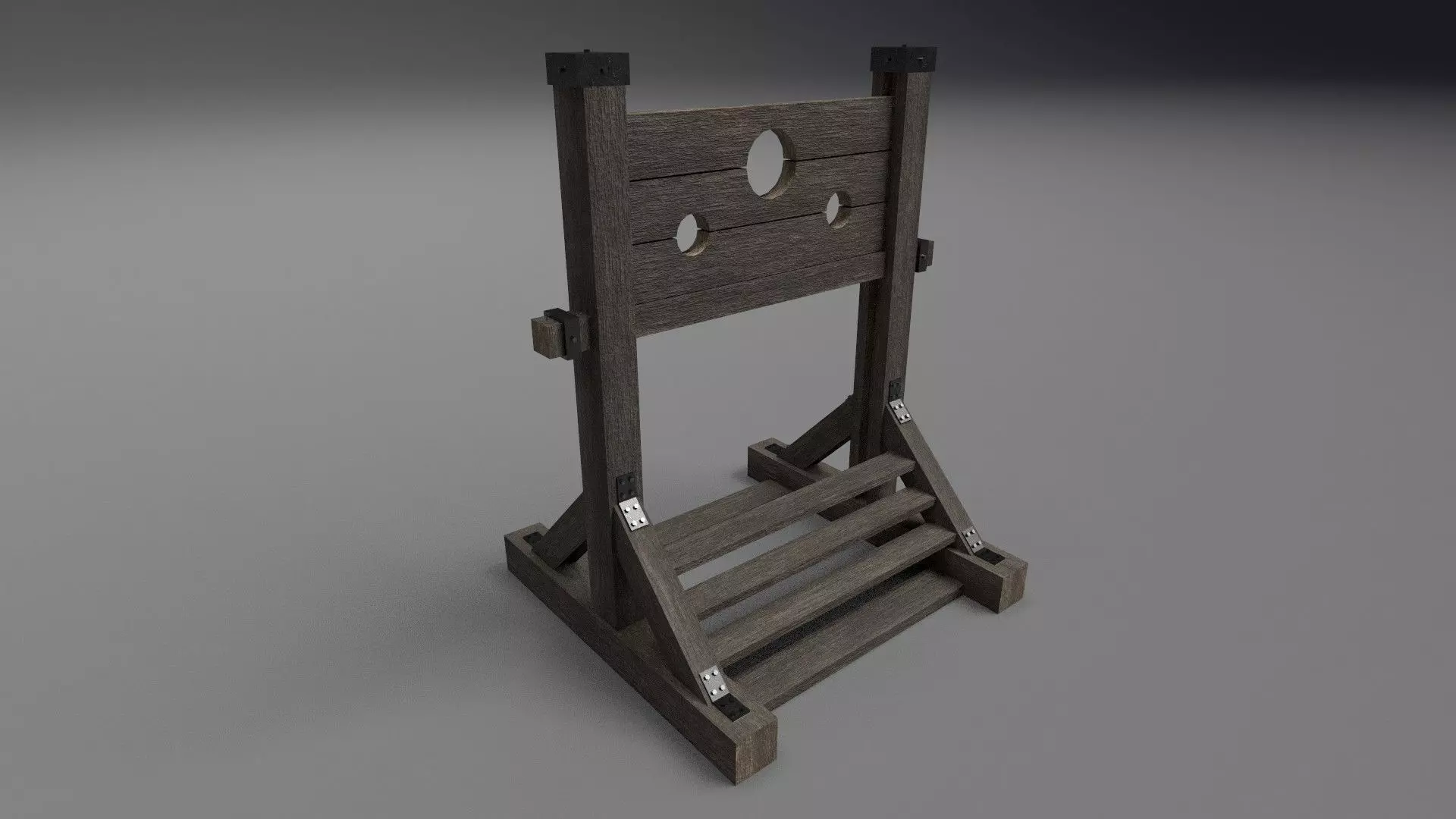 Pillory PBR wooden sword stand Low-poly 3D model_0