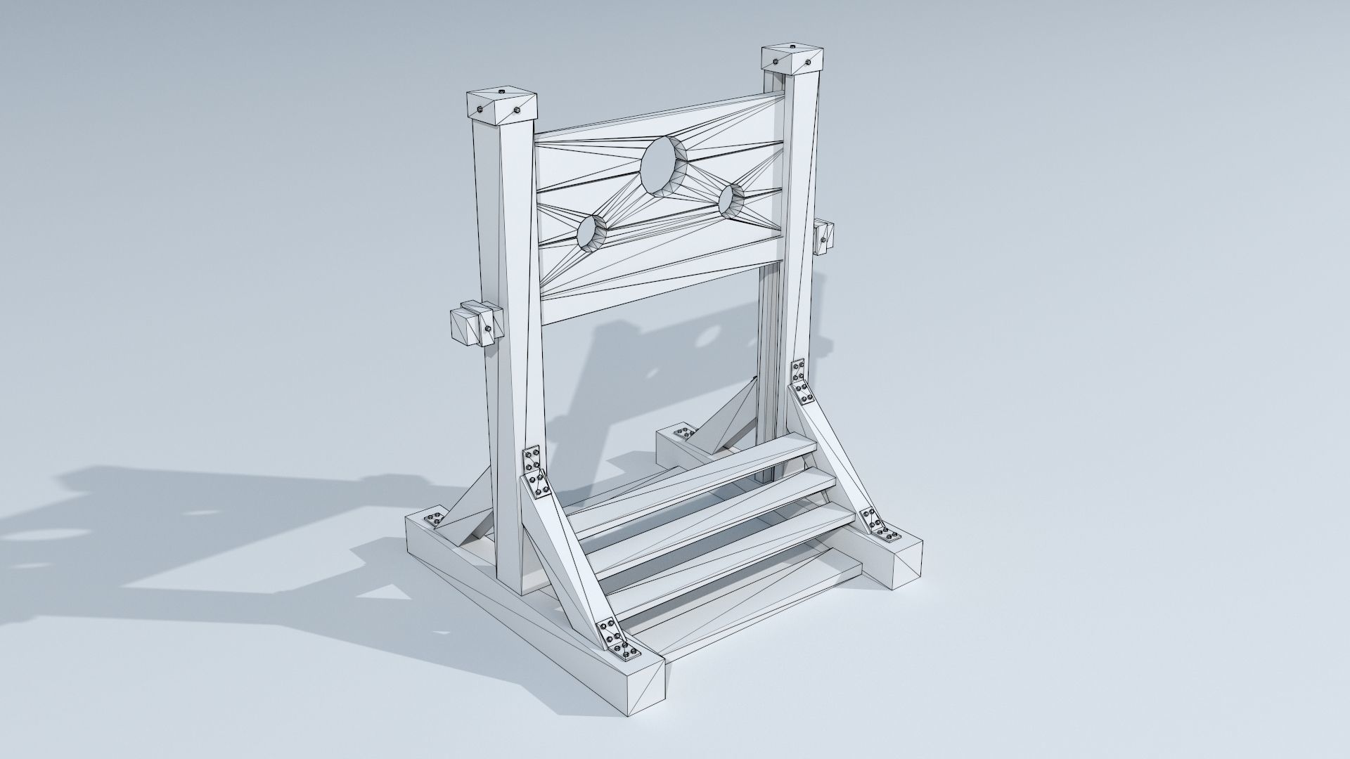 Pillory PBR wooden sword stand Low-poly 3D model_9