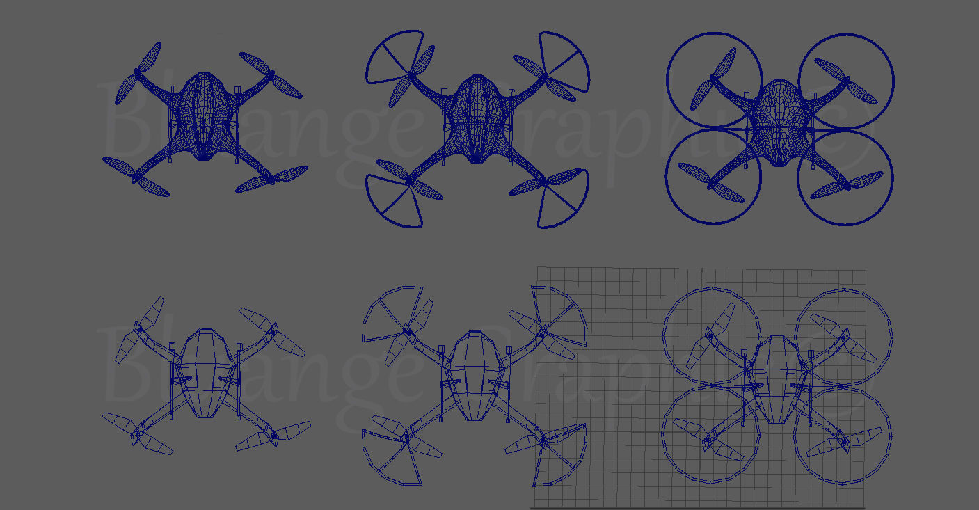 Drone quadcopter Low-poly 3D model_9