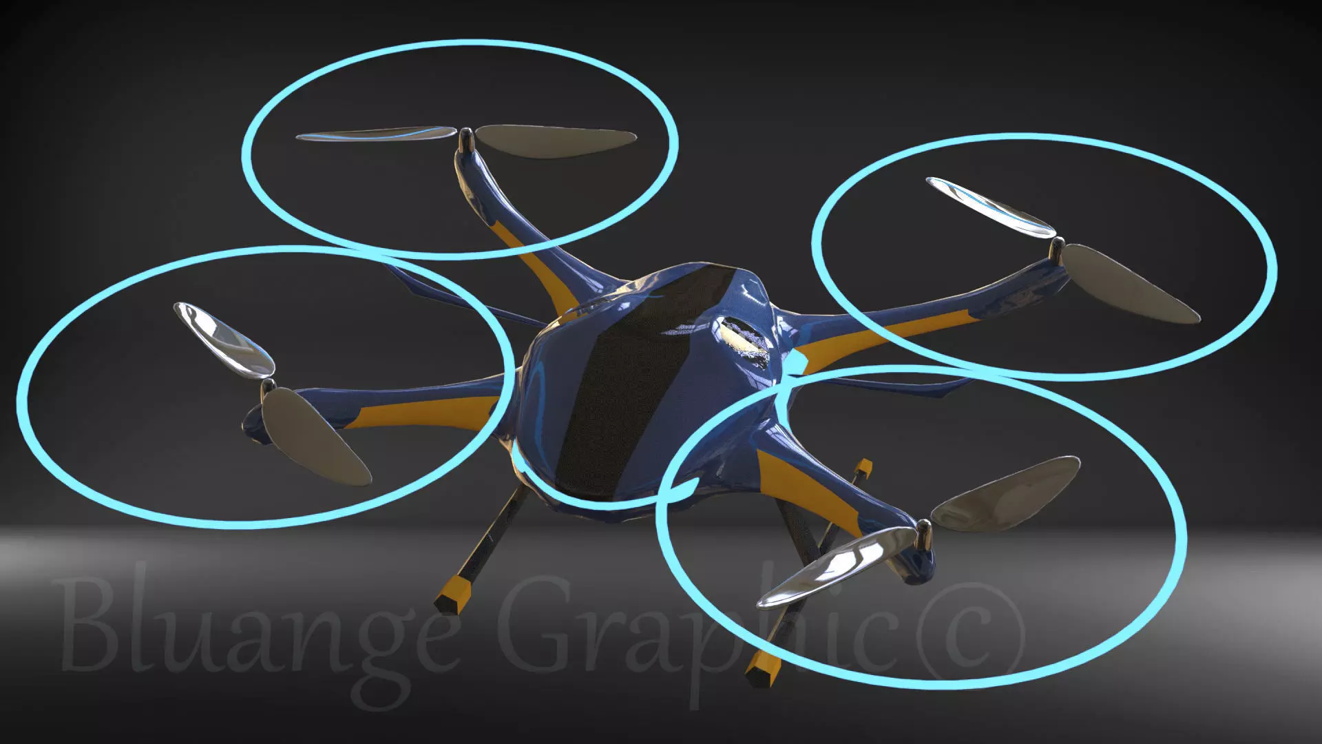 Drone quadcopter Low-poly 3D model_0
