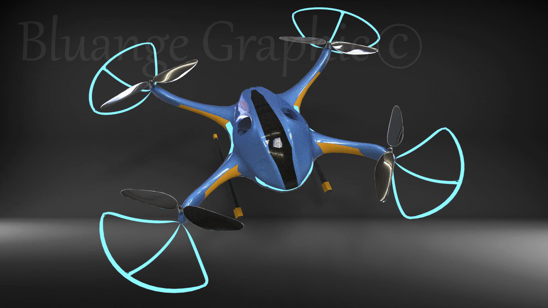 Drone quadcopter Low-poly 3D model_1