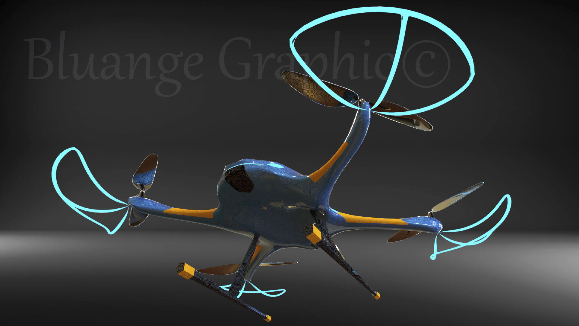 Drone quadcopter Low-poly 3D model_3