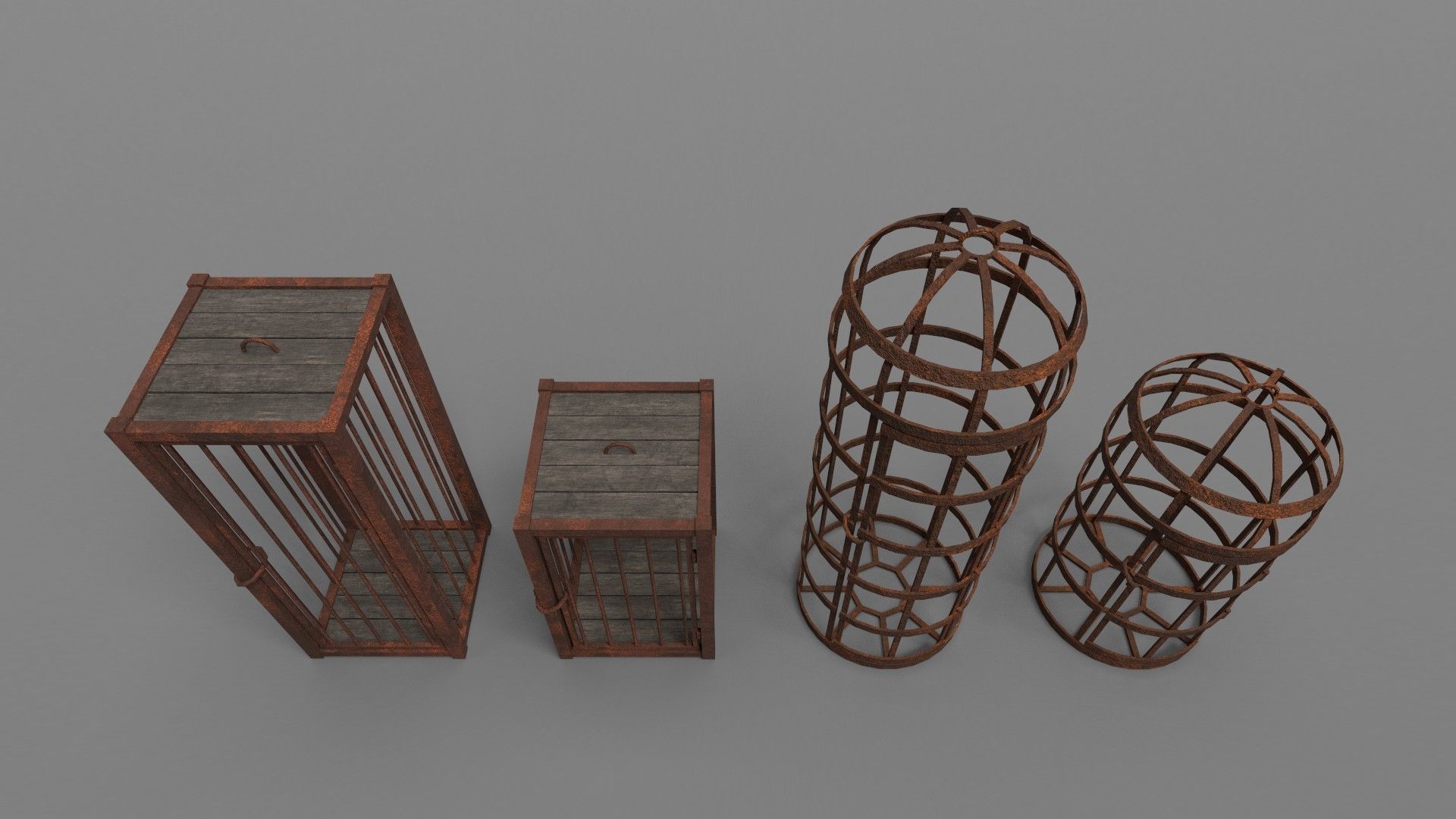 Medieval cages PBR Low-poly 3D model_6