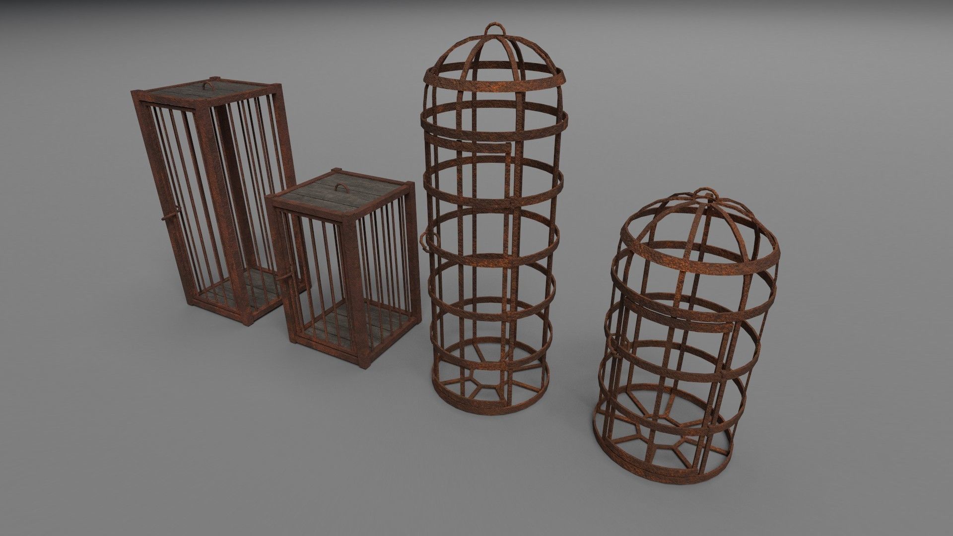 Medieval cages PBR Low-poly 3D model_2