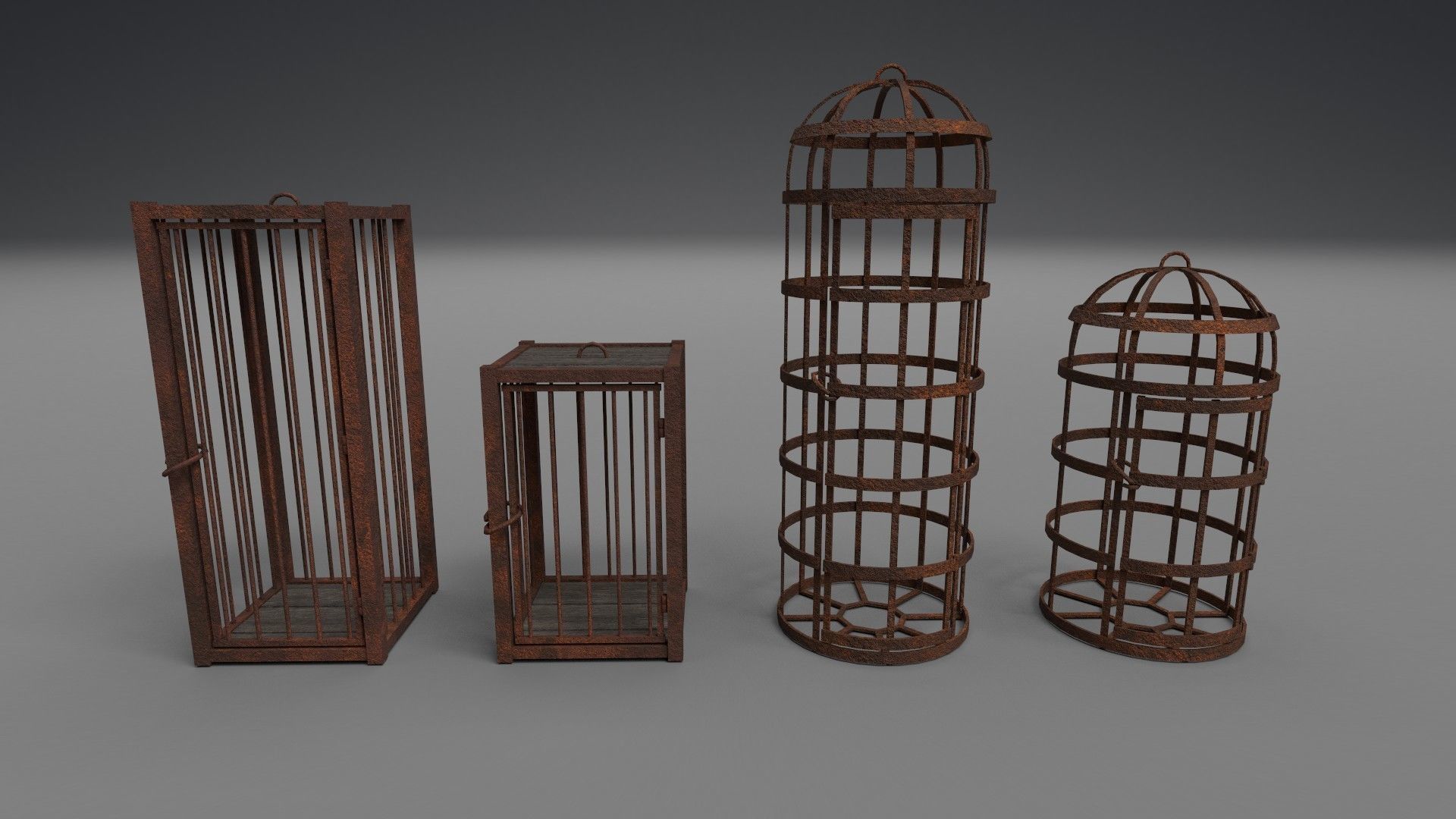 Medieval cages PBR Low-poly 3D model_5