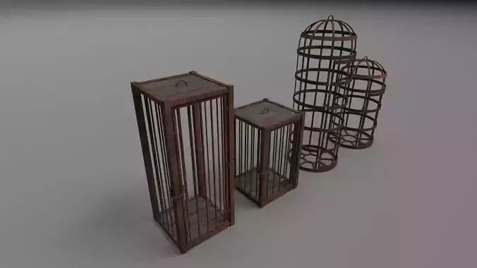 Medieval cages PBR Low-poly 3D model