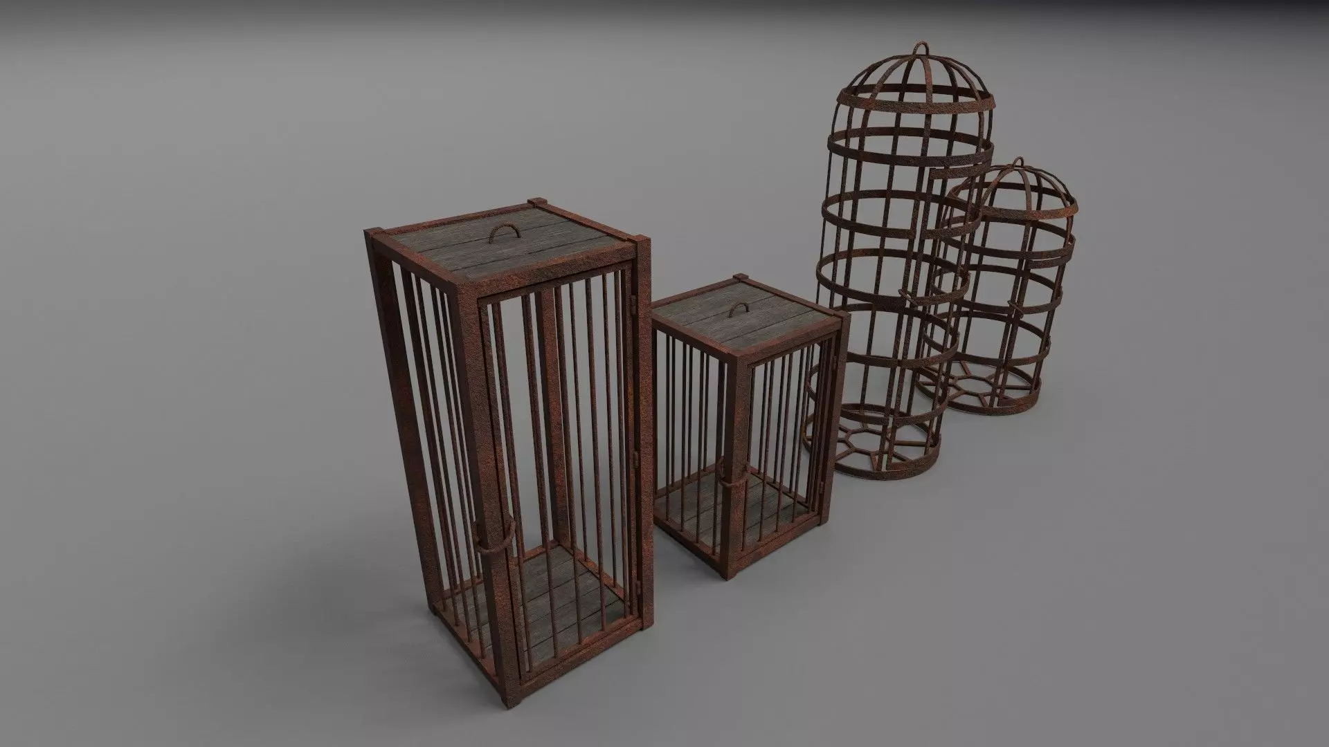 Medieval cages PBR Low-poly 3D model_0
