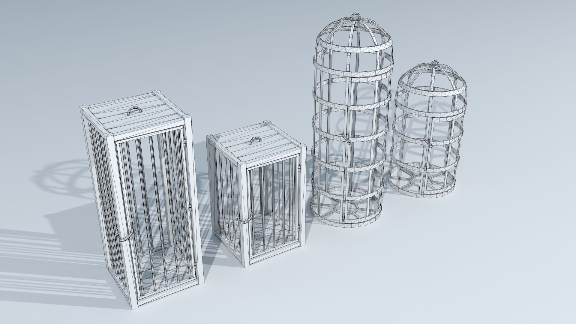 Medieval cages PBR Low-poly 3D model_7