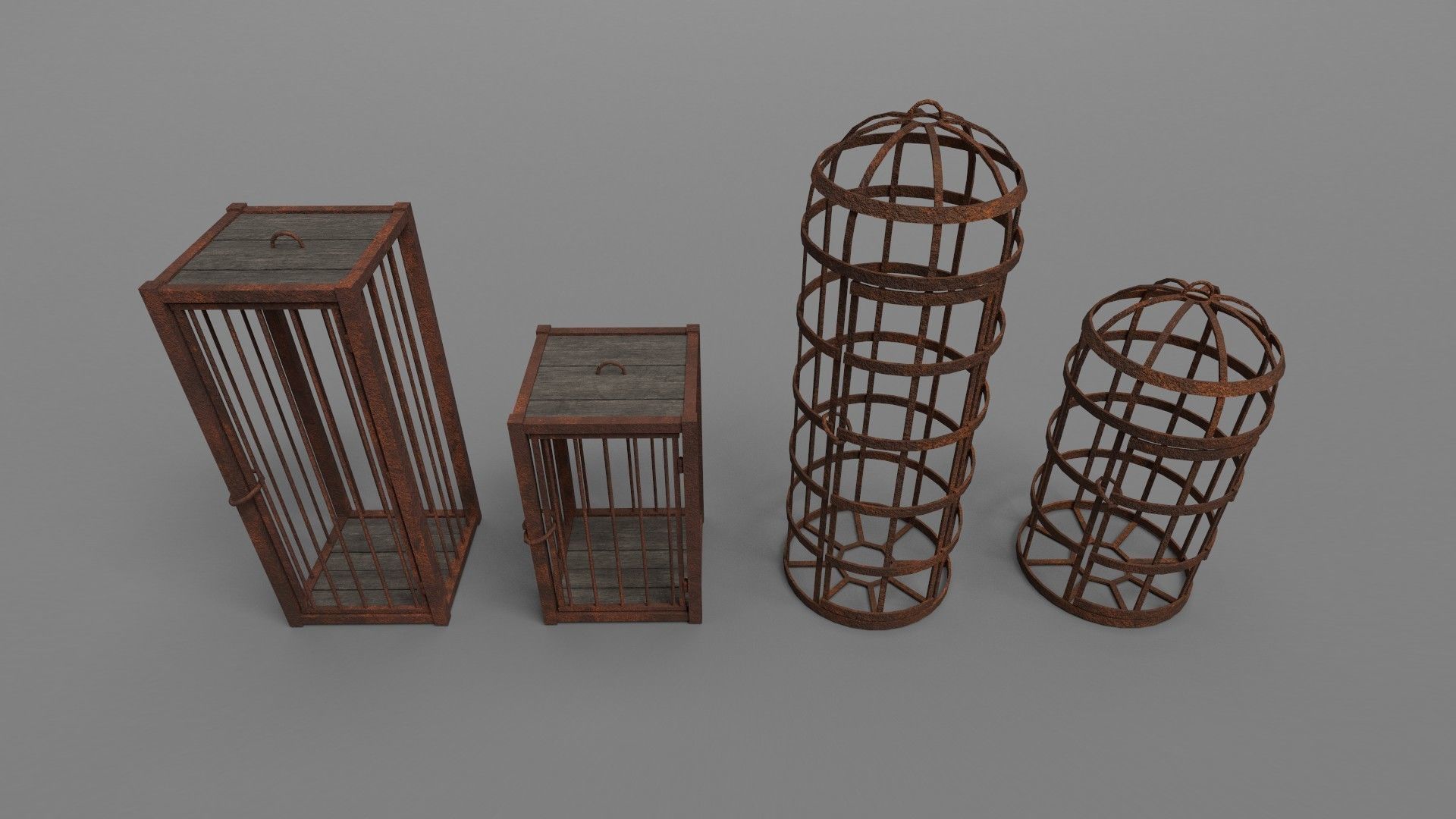Medieval cages PBR Low-poly 3D model_1