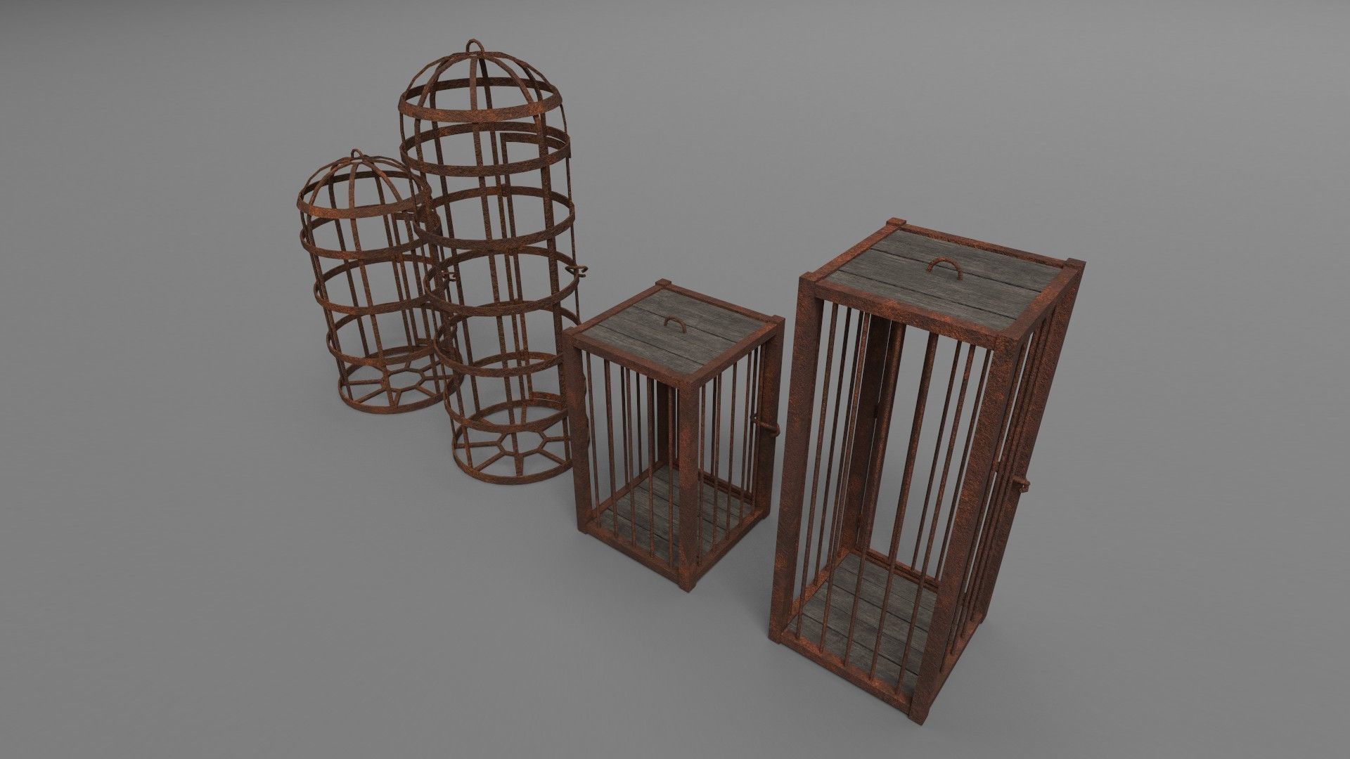 Medieval cages PBR Low-poly 3D model_4
