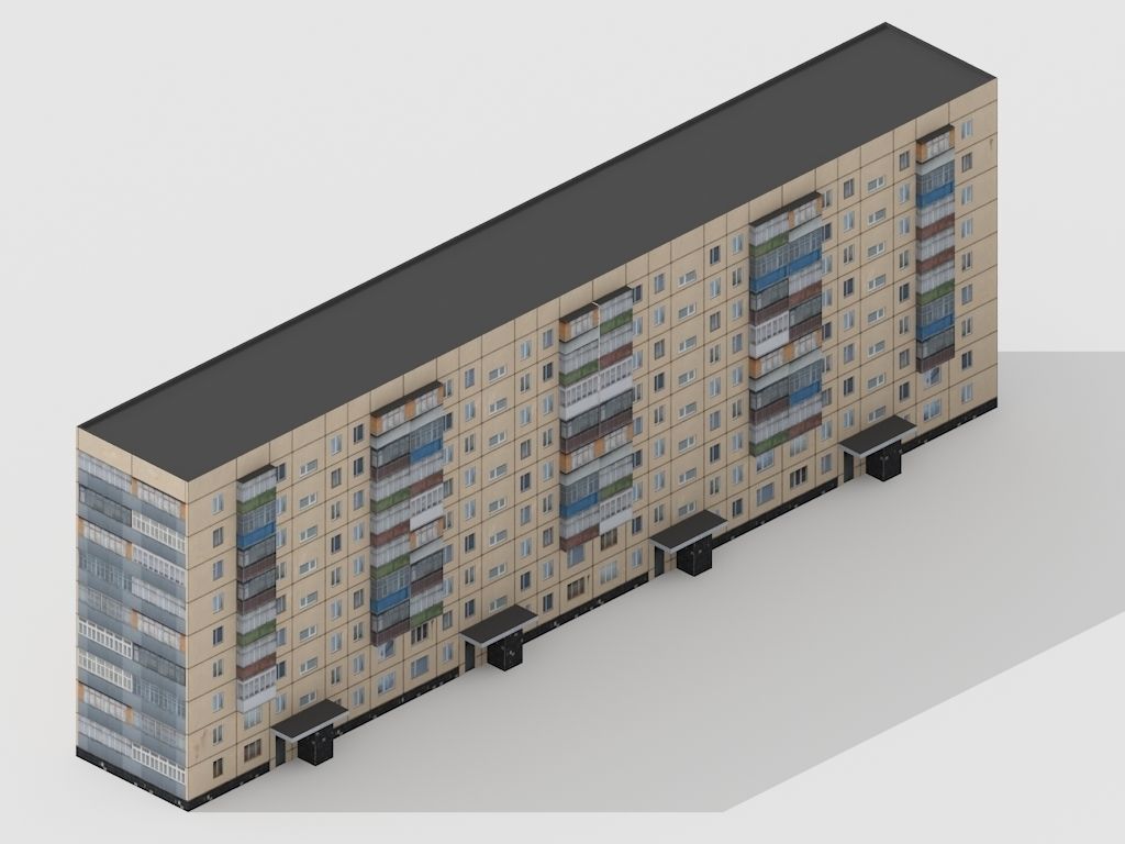 multi storey house 0017R Low-poly 3D model_2