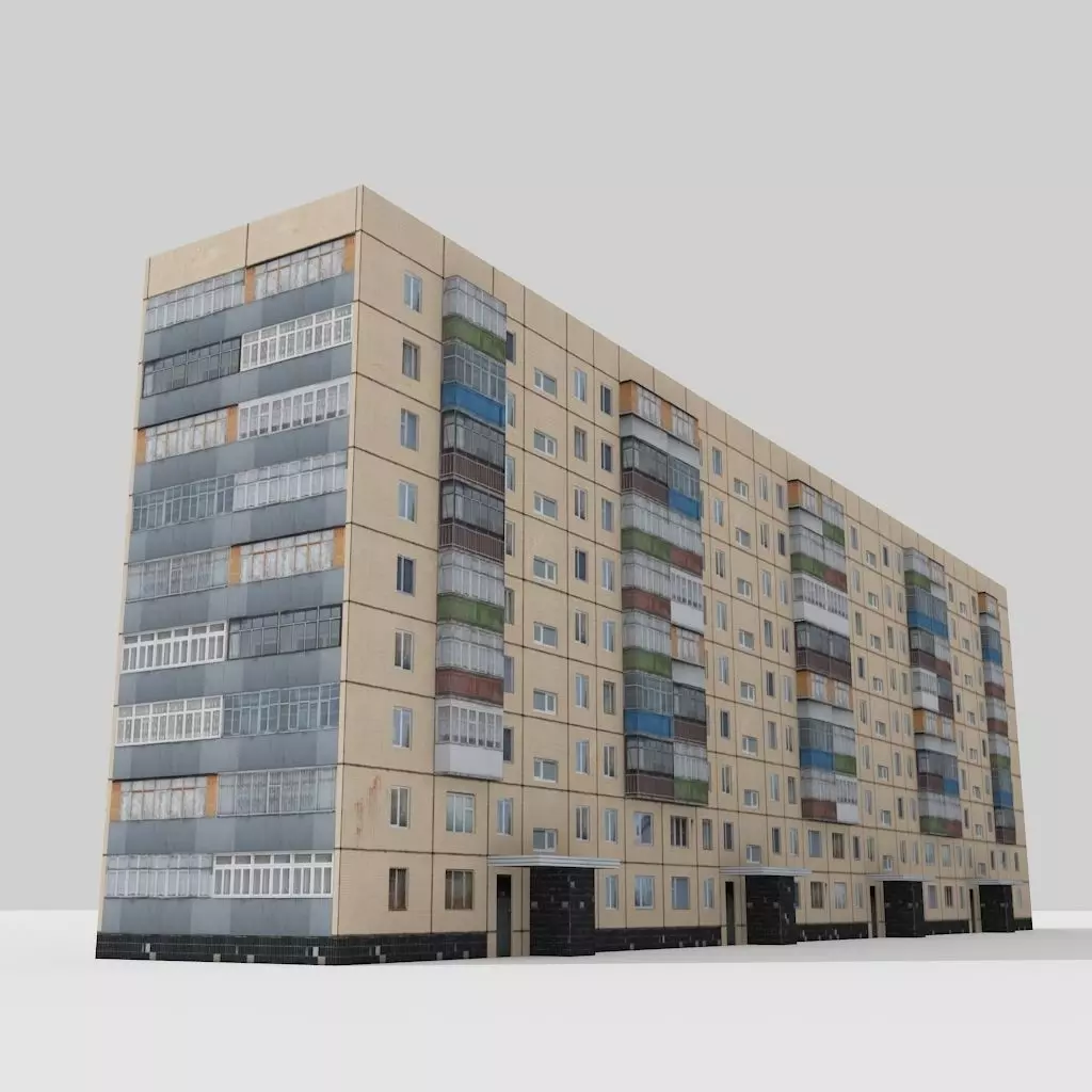 multi storey house 0017R Low-poly 3D model_0