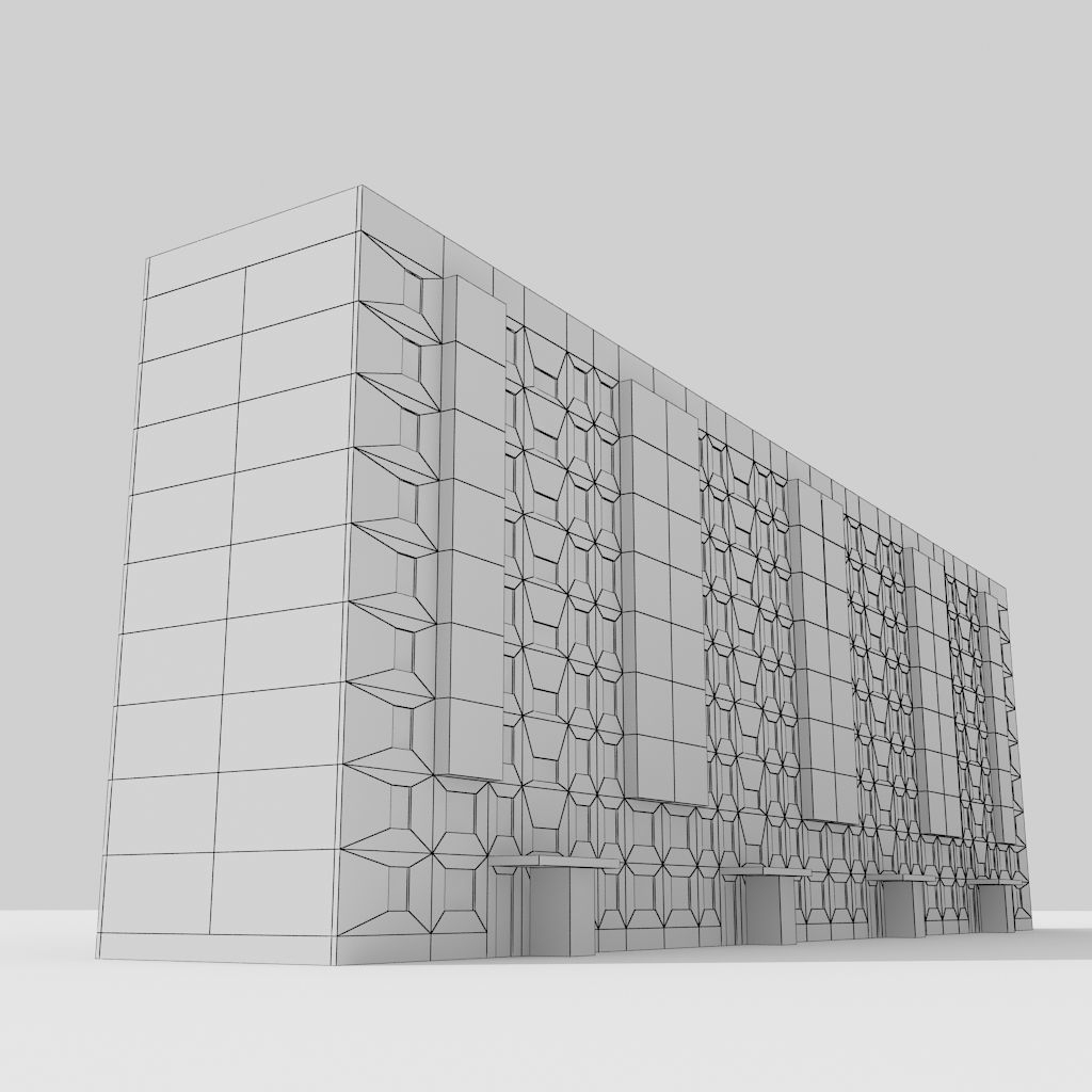 multi storey house 0017R Low-poly 3D model_1