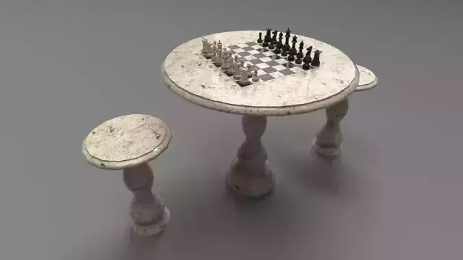 Chess set PBR table and stools
